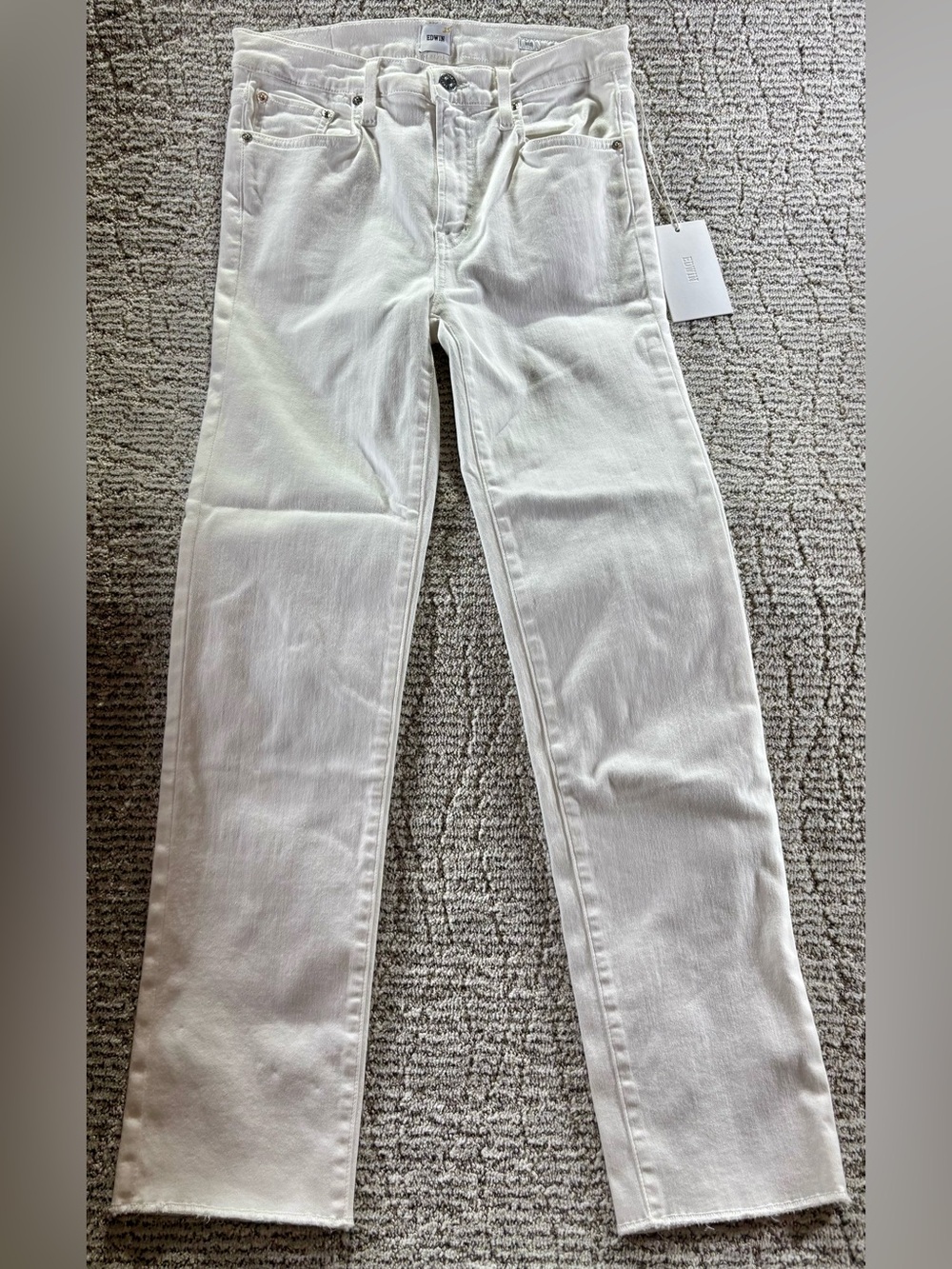 NWT EDWIN Women’s Size 26 Optic White Bree Slim‎ Straight Leg Jeans